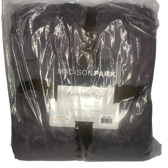 Madison Park LAVENDER Ultra Soft Ruched Faux Fur Throw Blanket 50x60" New - Picture 3 of 7